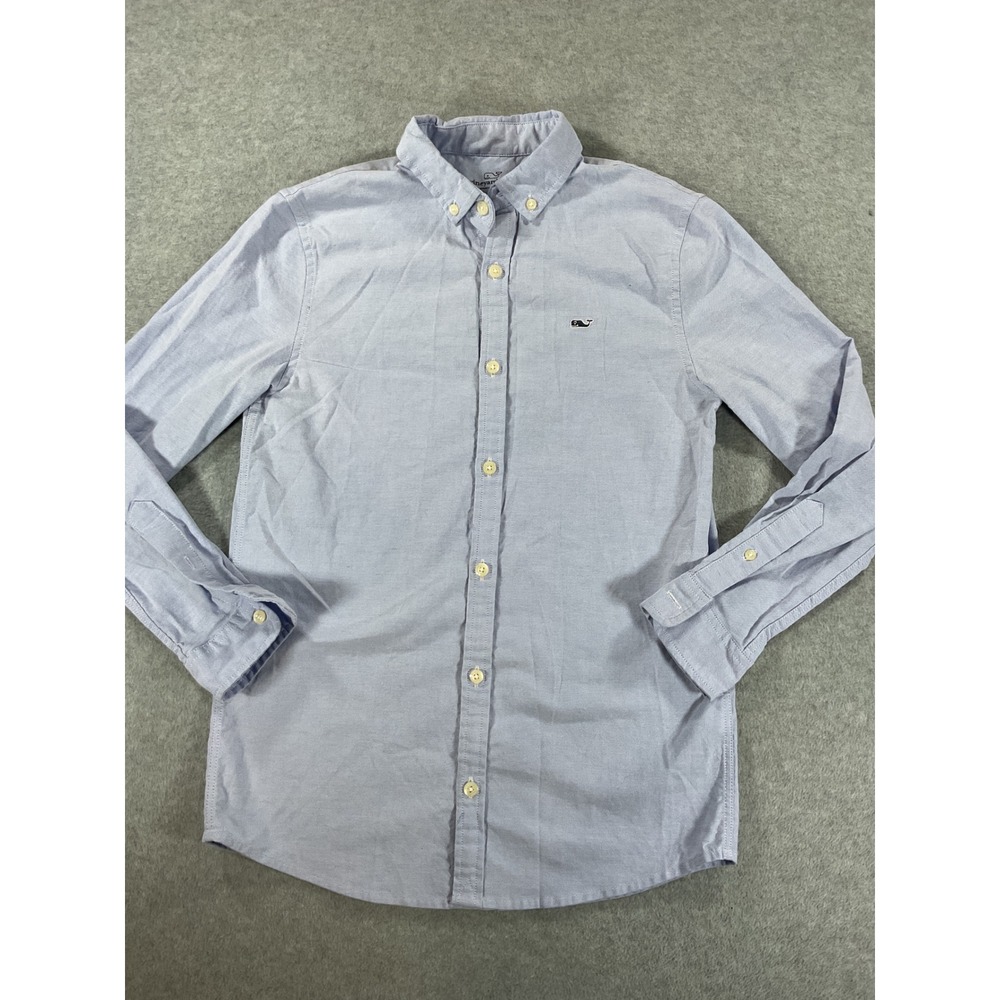 Vineyard Vines Boys Medium 12-14 Light Blue Oxford Button Down Shirt 2578
